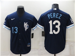 Kansas City Royals #13 Salvador Perez 2022 Navy City Connect Cool Base Jersey