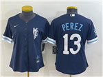 Kansas City Royals #13 Salvador Perez Women's 2022 Navy City Connect Cool Base Jersey