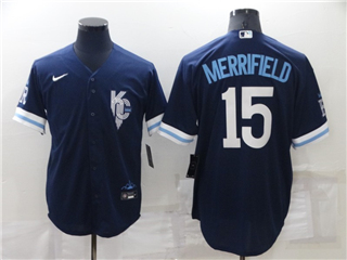 Kansas City Royals #15 Whit Merrifield 2022 Navy City Connect Cool Base Jersey