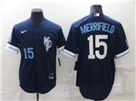 Kansas City Royals #15 Whit Merrifield 2022 Navy City Connect Cool Base Jersey