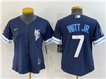 Kansas City Royals #7 Bobby Witt Jr. Women's 2022 Navy City Connect Cool Base Jersey