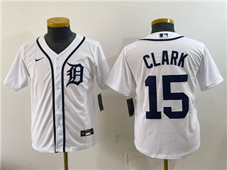 Detroit Tigers #15 Max Clark Youth White Limited Jersey