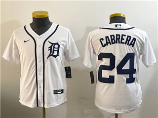 Detroit Tigers #24 Miguel Cabrera Youth White Limited Jersey