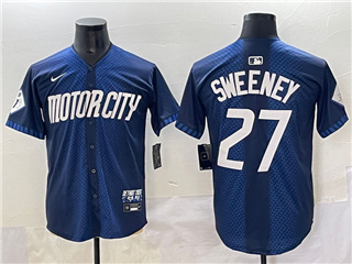 Detroit Tigers #27 Trey Sweeney Navy 2024 City Connect Limited Jersey