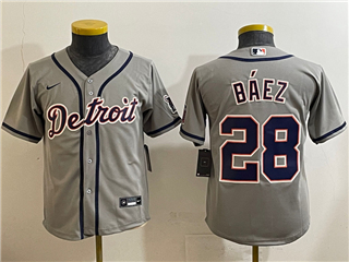 Detroit Tigers #28 Javier Baez Youth Gray Limited Jersey