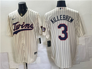 Minnesota Twins #3 Harmon Killebrew Cream Pinstripe Limited Jersey