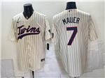 Minnesota Twins #7 Joe Mauer Cream Pinstripe Limited Jersey