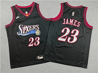 Philadelphia 76ers #23 Lebron James Youth 2025-26 Black Classic Edition Swingman Jersey