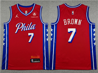Philadelphia 76ers #7 Jaylen Brown Red Statement Edition Swingman Jersey