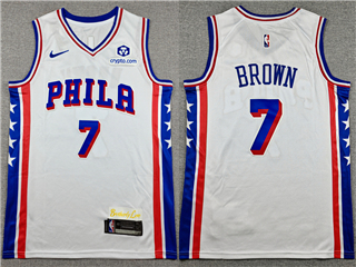 Philadelphia 76ers #7 Jaylen Brown White Swingman Jersey