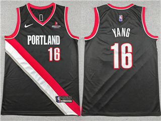 Portland Trail Blazers #16 Yang Hansen Black Swingman Jersey