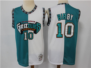 Vancouver Grizzlies #10 Mike Bibby Teal White Split Hardwood Classic Jersey