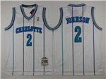 Charlotte Hornets #2 Larry Johnson White Hardwood Classic Jersey