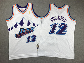 Utah Jazz #12 John Stockton Youth 1996-97 White Hardwood Classics Jersey