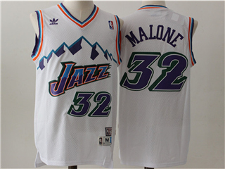 Utah Jazz #32 Karl Malone White Hardwood Classic Jersey