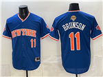 New York Knicks #11 Jalen Brunson Blue 2026 Finals Patch Baseball Jersey