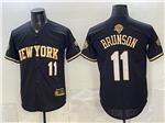 New York Knicks #11 Jalen Brunson Black Gold 2026 Finals Patch Baseball Jersey