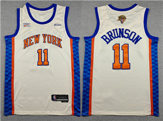 New York Knicks #11 Jalen Brunson Cream City 2026 NBA Finals Patch Swingman Jersey