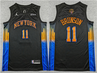 New York Knicks #11 Jalen Brunson Black Statement 2026 NBA Finals Patch Swingman Jersey