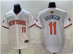 New York Knicks #11 Jalen Brunson White 2026 Finals Patch Baseball Jersey