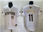 New York Knicks #11 Jalen Brunson White Gold 2026 Finals Patch Baseball Jersey
