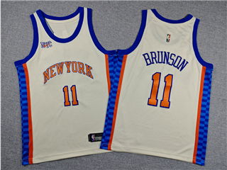New York Knicks #11 Jalen Brunson Youth 2025-26 Cream City Edition Swingman Jersey