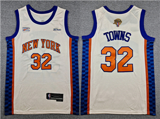 New York Knicks #32 Karl-Anthony Towns Cream City 2026 NBA Finals Patch Swingman Jersey