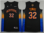 New York Knicks #32 Karl-Anthony Towns Black Statement 2026 NBA Finals Patch Swingman Jersey