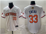 New York Knicks #33 Patrick Ewing White 2026 Finals Patch Baseball Jersey