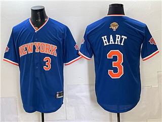 New York Knicks #3 Josh Hart Blue 2026 Finals Patch Baseball Jersey