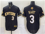 New York Knicks #3 Josh Hart Black Gold 2026 Finals Patch Baseball Jersey