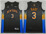 New York Knicks #3 Josh Hart Black Statement 2026 NBA Finals Patch Swingman Jersey