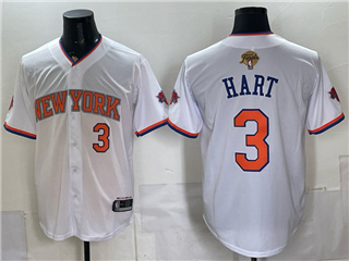 New York Knicks #3 Josh Hart White 2026 Finals Patch Baseball Jersey