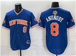 New York Knicks #8 OG Anunoby Blue 2026 Finals Patch Baseball Jersey