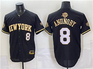 New York Knicks #8 OG Anunoby Black Gold 2026 Finals Patch Baseball Jersey