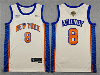 New York Knicks #8 OG Anunoby Cream City 2026 NBA Finals Patch Swingman Jersey