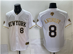 New York Knicks #8 OG Anunoby White Gold 2026 Finals Patch Baseball Jersey