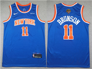 New York Knicks #11 Jalen Brunson Blue 2026 NBA Finals Patch Swingman Jersey