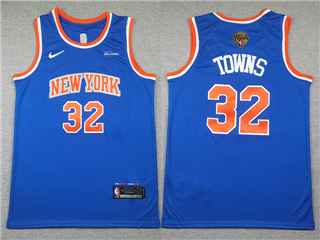 New York Knicks #32 Karl-Anthony Towns Blue 2026 NBA Finals Patch Swingman Jersey