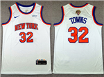 New York Knicks #32 Karl-Anthony Towns White 2026 NBA Finals Patch Swingman Jersey