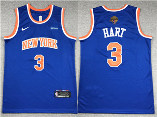 New York Knicks #3 Josh Hart Blue 2026 NBA Finals Patch Swingman Jersey