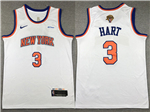New York Knicks #3 Josh Hart White 2026 NBA Finals Patch Swingman Jersey