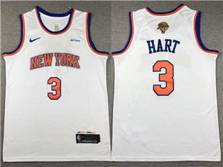 New York Knicks #3 Josh Hart White 2026 NBA Finals Patch Swingman Jersey