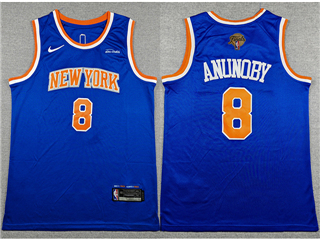 New York Knicks #8 OG Anunoby Blue 2026 NBA Finals Patch Swingman Jersey