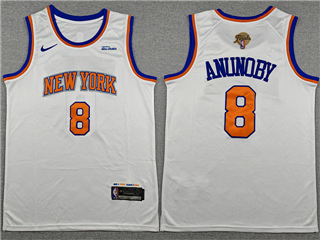New York Knicks #8 OG Anunoby White 2026 NBA Finals Patch Swingman Jersey