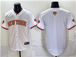 New York Knicks White 2026 Finals Patch Baseball Team Jersey