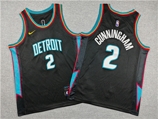 Detroit Pistons #2 Cade Cunningham Youth 2025-26 Black City Edition Swingman Jersey
