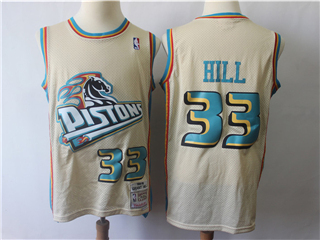 Detroit Pistons #33 Grant Hill Cream Hardwood Classics Jersey