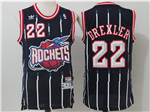 Houston Rockets #22 Clyde Drexler Navy Blue Hardwood Classic Jersey