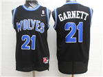 Minnesota Timberwolves #21 Kevin Garnett Throwback Black Jersey